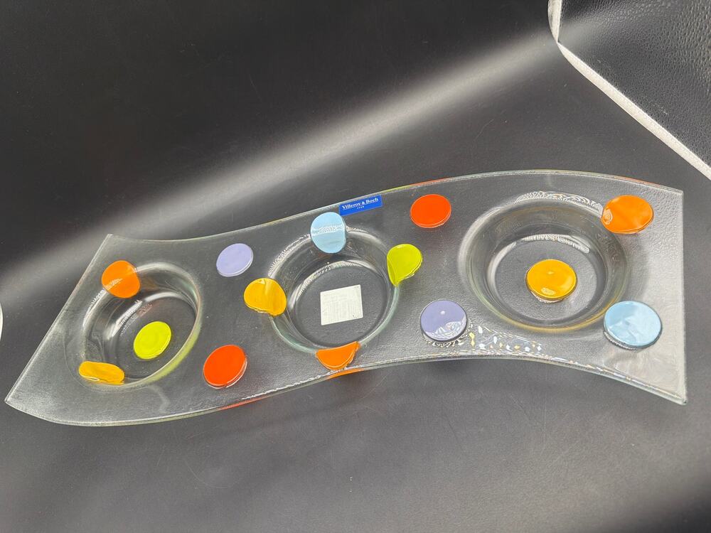 Villeroy & Boch Twist Alea Vitrum Glass 3 Section Serving Platter Multicolor